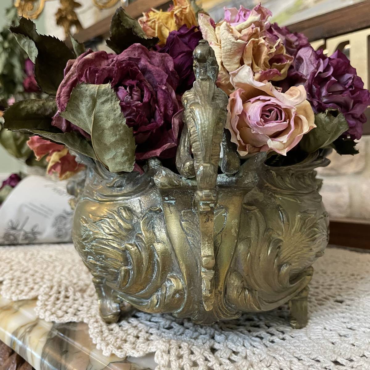 フランスアンティーク　ジャルディニエール　花器　ポット　シャビー　アンティーク　ルイ15世様式　ロココ様式_画像8