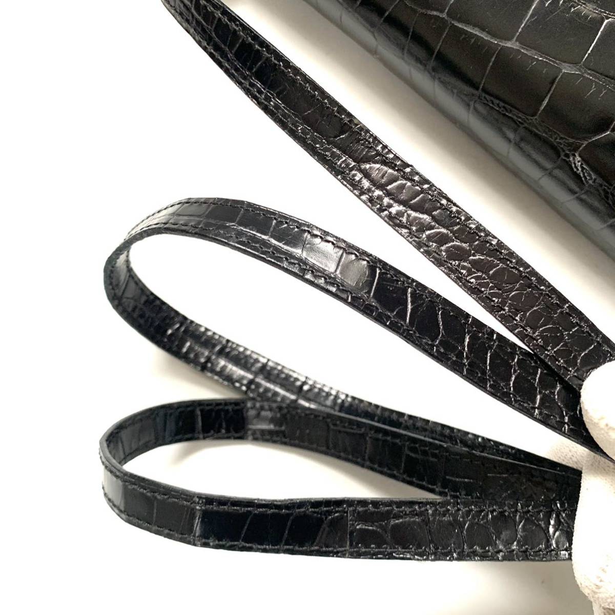 Versace ヴェルサーチ メデューサ ショルダーバッグ クロコ型押し 黒系