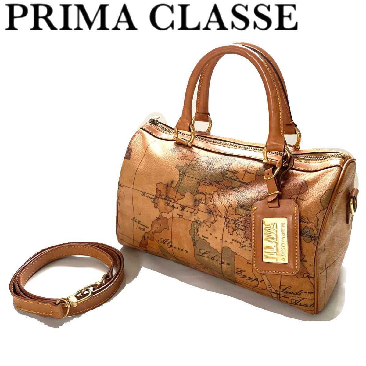 送料無料】PRIMA CLASSE プリマクラッセ 地図柄 2way ハンドバッグ ショルダーバッグ レディース ミニボストンバッグ カバン 