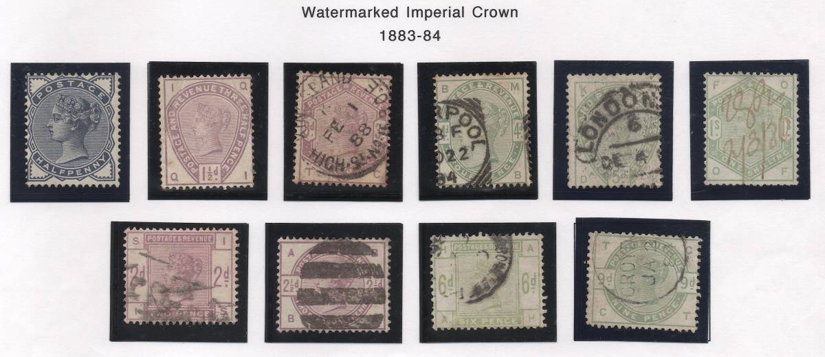 ***私の宝***クラッシックイギリス切手・ヴィクトリア女王1883-84年「スコット#98-107」使用済み