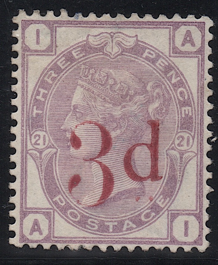 休日限定 ***私の宝***クラッシックイギリス切手・ヴィクトリア女王1883年3ペンス加刷「スコット＃94」未使用 ヨーロッパ
