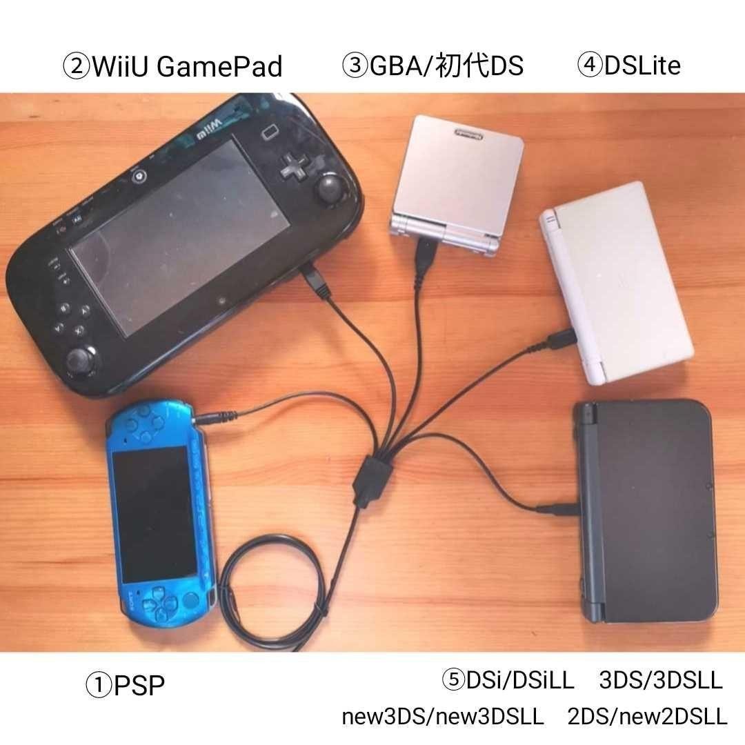 多機種対応USB充電ケーブル　 WiiU GBASP 3DS DSi DSLite PSP　レトロフリーク