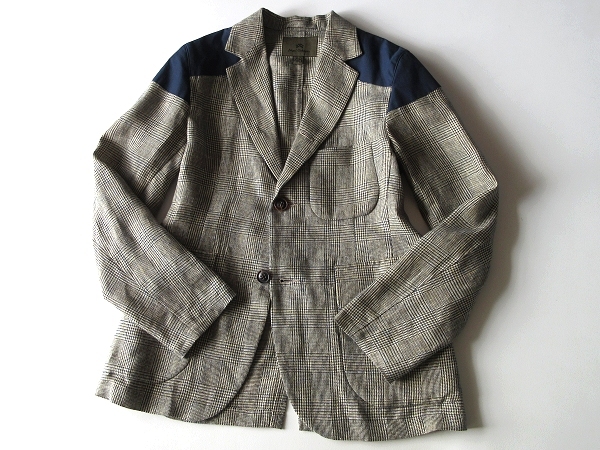 未使用 極美品 Nigel Cabourn ナイジェルケーボン 2019SS MALLORY JACKET グレンチェックリネン マロリージャケット 46 日本製 定価63800円_画像2