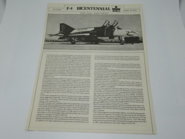 F10-8 プラモデル イタリア製 ESCI 4067 F-4 ファントム Ⅱ 1/48 BICENTENNAL PHANTOM II 艦上戦闘機 軍用機 プラモ_画像5
