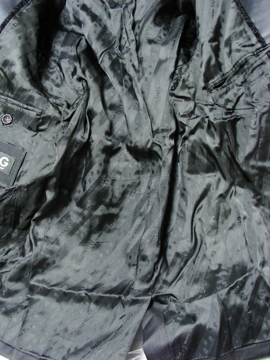 D&G ディー アンド ジー ◇ 1B 釦 サテン ラペル ウール シルク 織 柄 テーラード ジャケット コート ドルチェ ガッバーナ_画像4