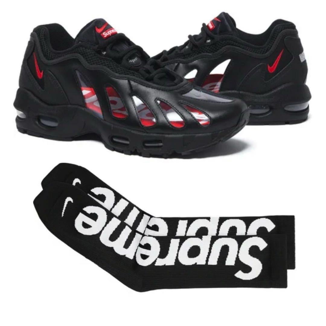 セット売り Supreme Nike Air Max 96 US9 27cm Black Lightweight Crew Socks サイズ