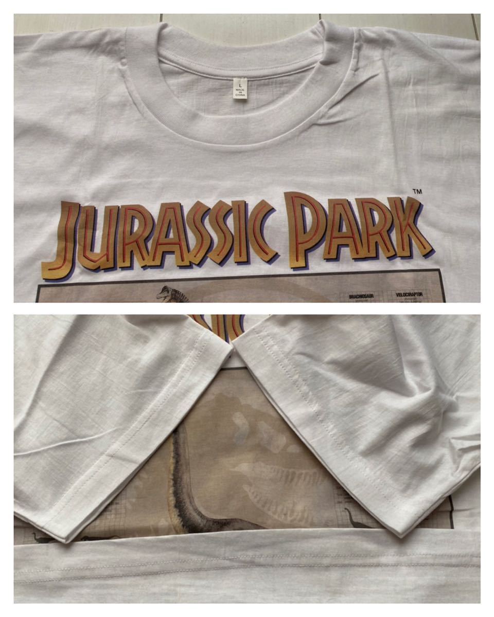 送料無料 未使用 DEADSTOCK デッドストック 90s JURASSIC PARK ジュラシックパーク movie ムービー cinemaシネマ 映画 Tシャツ ホワイト XL_画像8