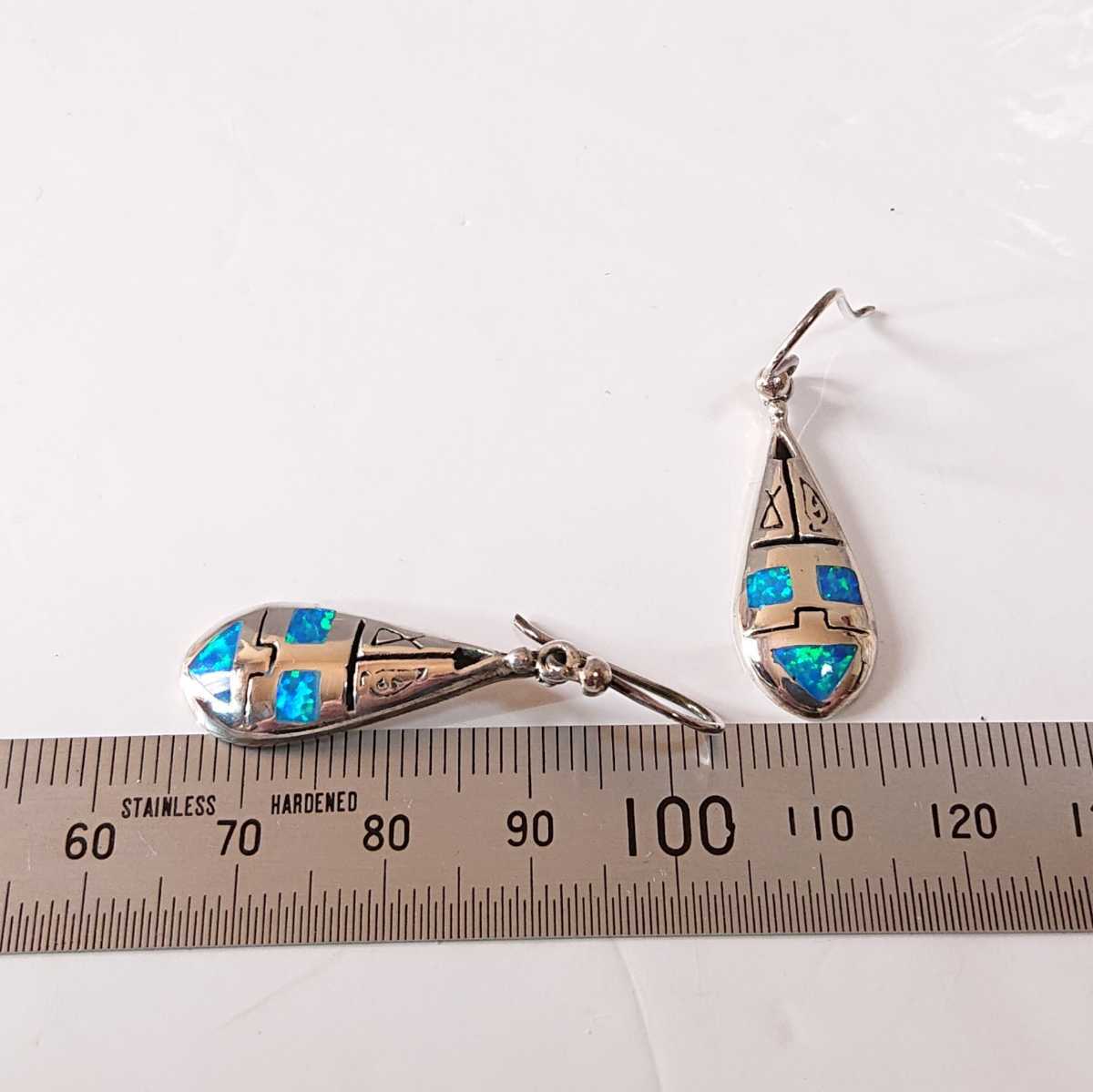 4594 SILVER925hiero grif blue opal earrings silver 925 sun face wall . Teardrop . tears type ejipto character stylish 