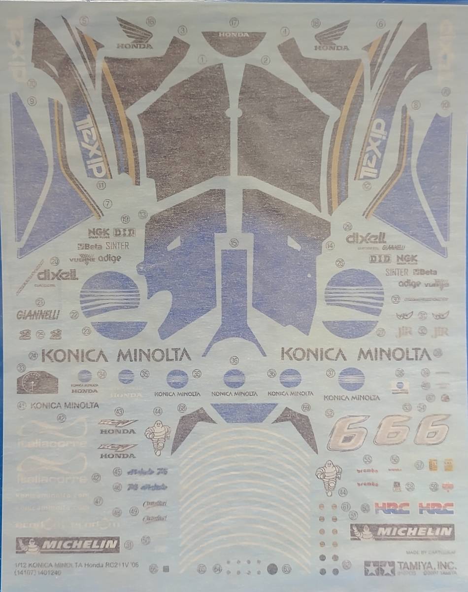 タミヤ 1/12 コニカミノルタ ホンダ RC211V '06 未開封 ロッシ テレフォニカ konika nsr500 ナストロアズーロ yzr m-1 lcr レプソル_画像3