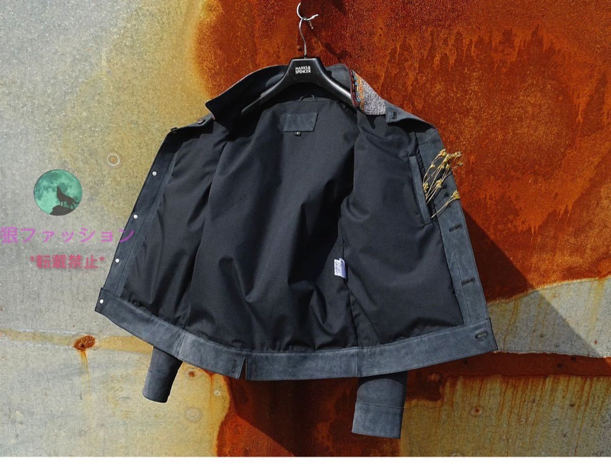 ●期間限定セール ナバホ 刺繍 カウハイド レザージャケット カーフハイド 本革 デニム効果 バイクジャケット メンズファッション S～3XL_画像6