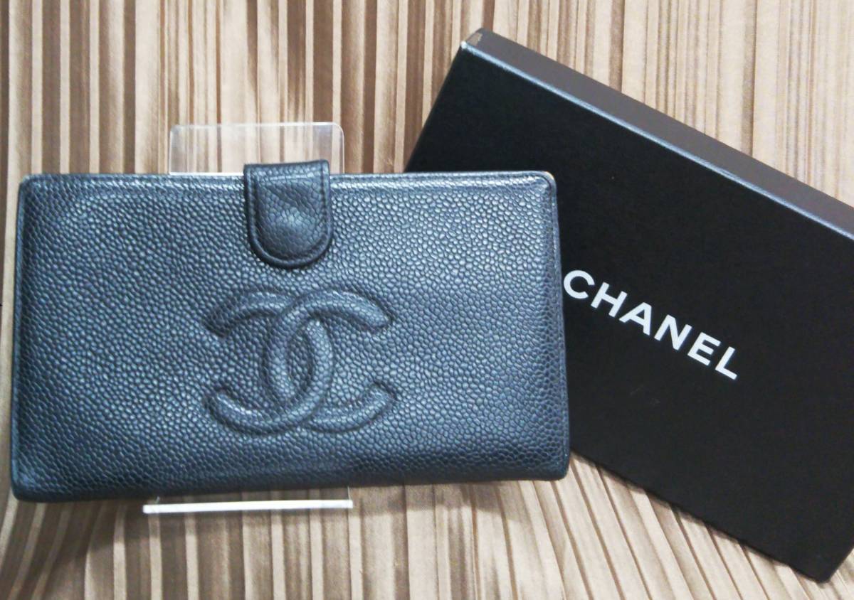 CHANEL シャネル キャビアスキン 636**** ココマーク 長財布 ブラック