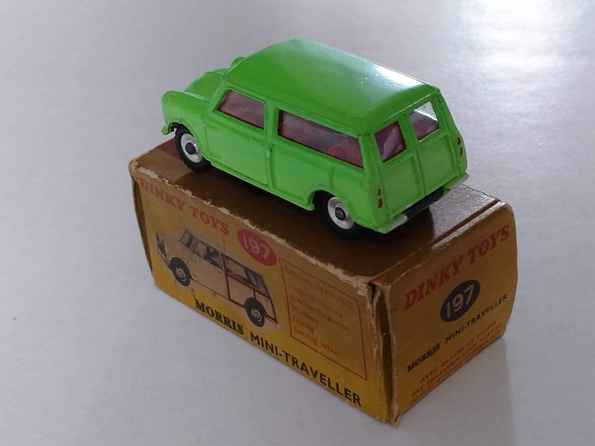  britain Dinky company No.197 Morris Mini * tiger bela- fluorescence green that time thing original box attaching beautiful goods 