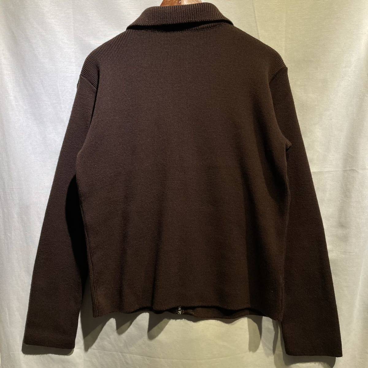 名作】80s agnes b homme フランス製 丸襟ジップアップニット 白タグ 初期 ビンテージ ウール100% マルジェラ hermes  comoli 90s｜PayPayフリマ