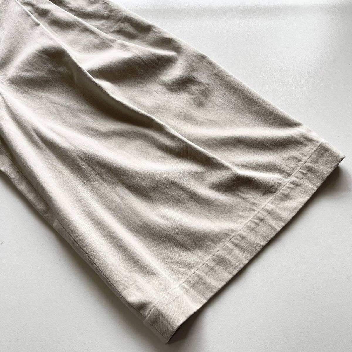 19SS 美品 MARGARET HOWELL YARN DYE HEAVY COTTON TWILL マーガレットハウエル タックワイドキュロット サイズ1 S オフホワイト MHL._画像5