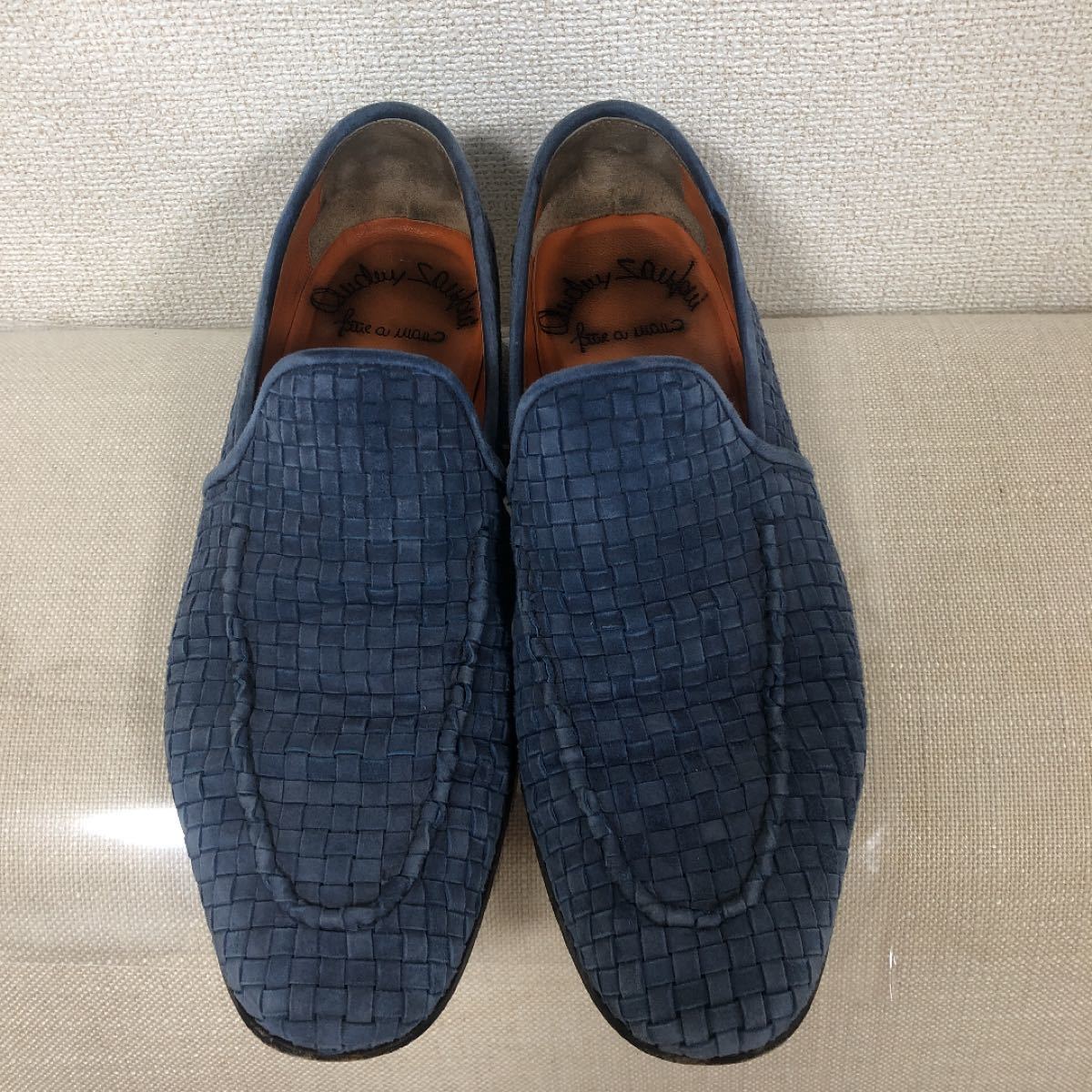 SANTONI サントーニ スエードイントレチャート ローファー シューズ