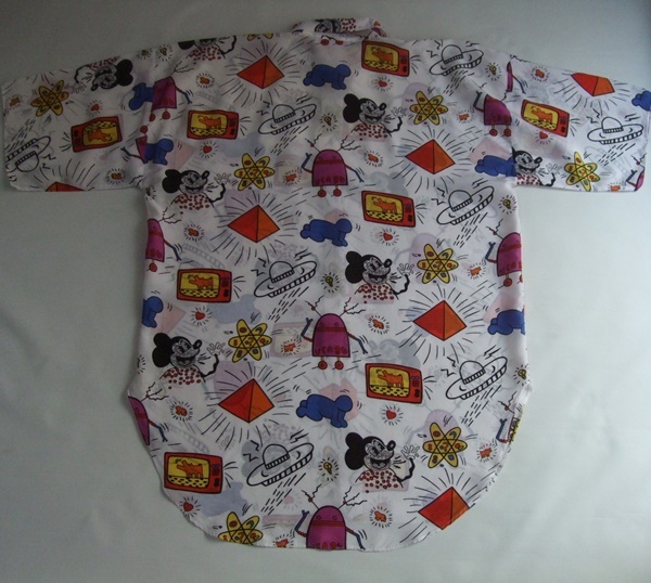80s VINTAGE Keith he кольцо Keith Haring женский box рукав большой размер блуза рубашка б/у товар Vintage 