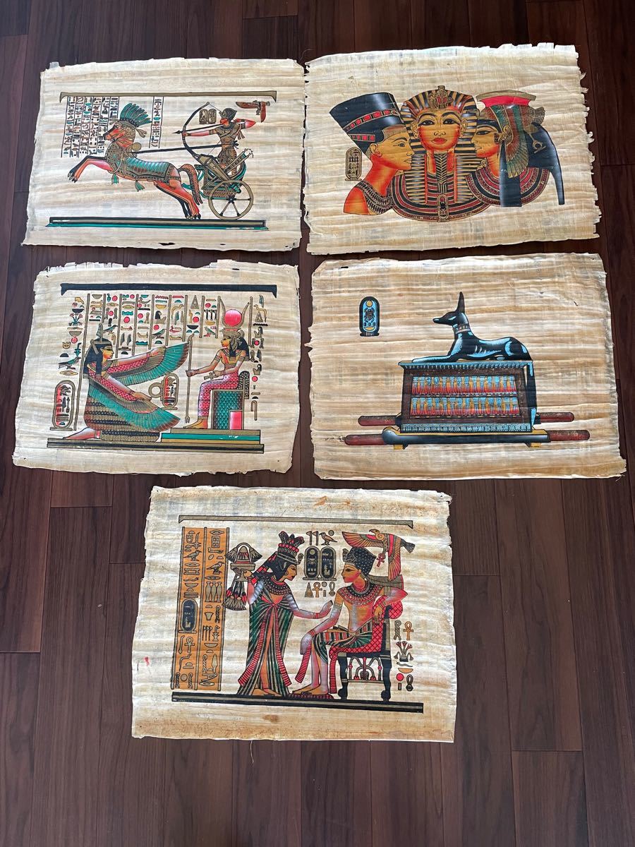 エジプト　パピルス画　12枚セット