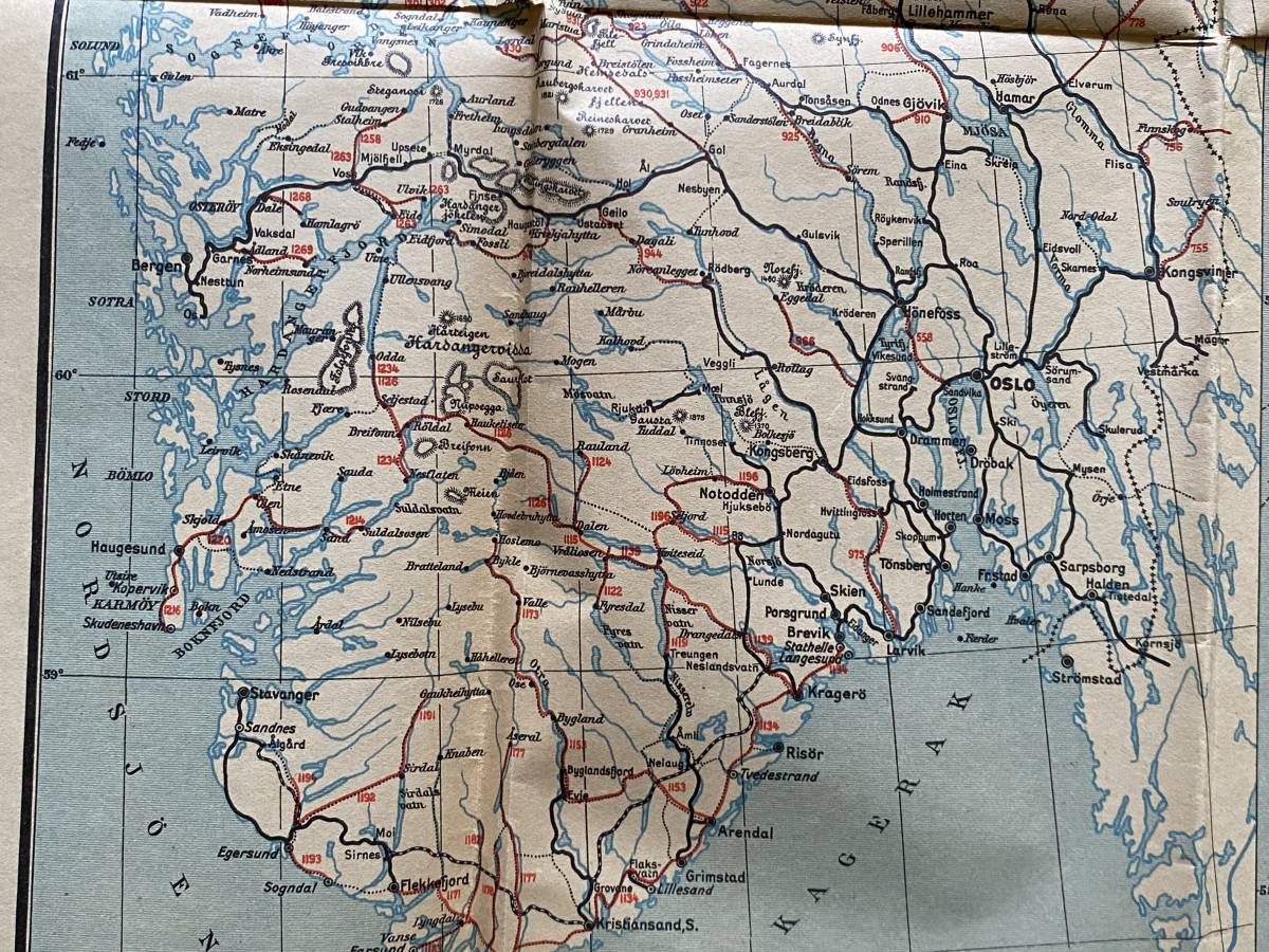 ノルウェー地図 1928年 オスロ～北極圏 スヴァールバル諸島_画像5