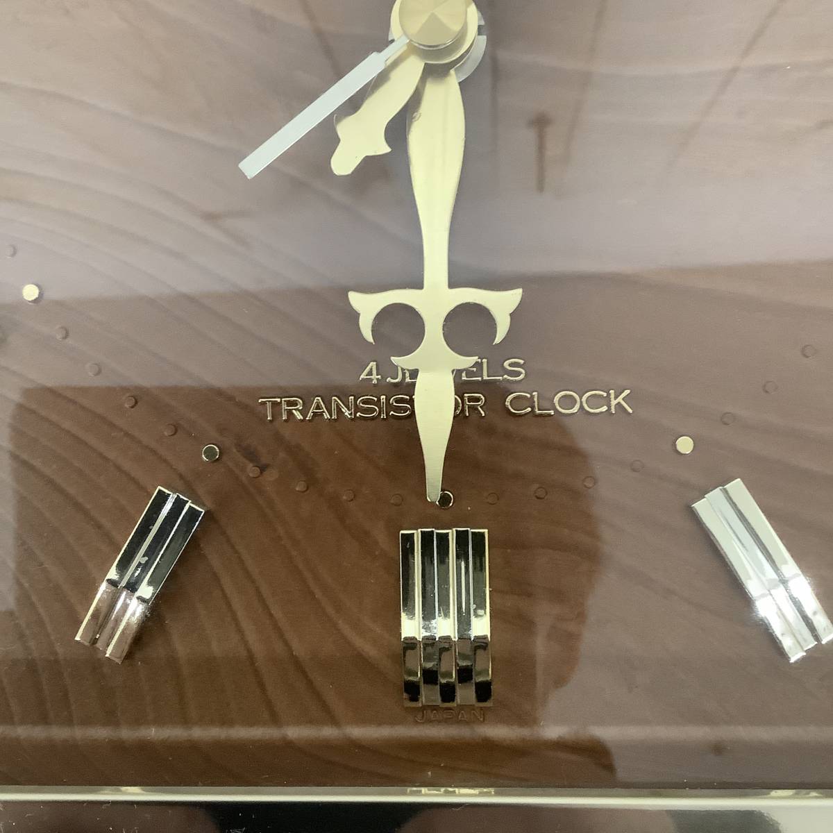 昭和レトロ 当時物 「CITIZEN シチズン 木調掛時計 4JEWELS TRANSISTOR CLOCK 動作品 ファーストメカ 電子時計」トランジスター クロック_画像7