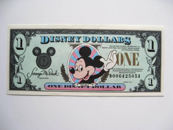 ディズニーダラー 1ドル札（1991年版） $1 紙幣 ミッキーマウス Disney