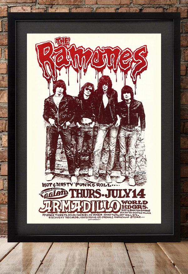 ポスター★ラモーンズ（The Ramones） 1977年 テキサス・コンサートポスター★NYパンク/CBGB/ジョーイ・ラモーン_額装イメージ（額は付属しません）