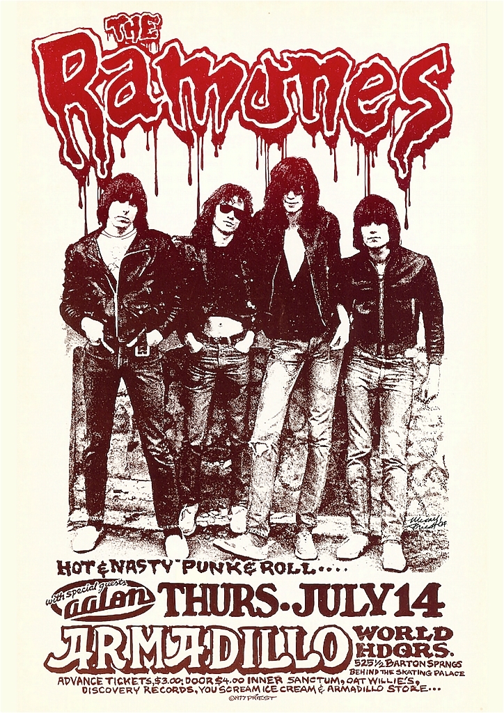 ポスター★ラモーンズ（The Ramones） 1977年 テキサス・コンサートポスター★NYパンク/CBGB/ジョーイ・ラモーン_ポスターサイズ：42cm × 29.7cm