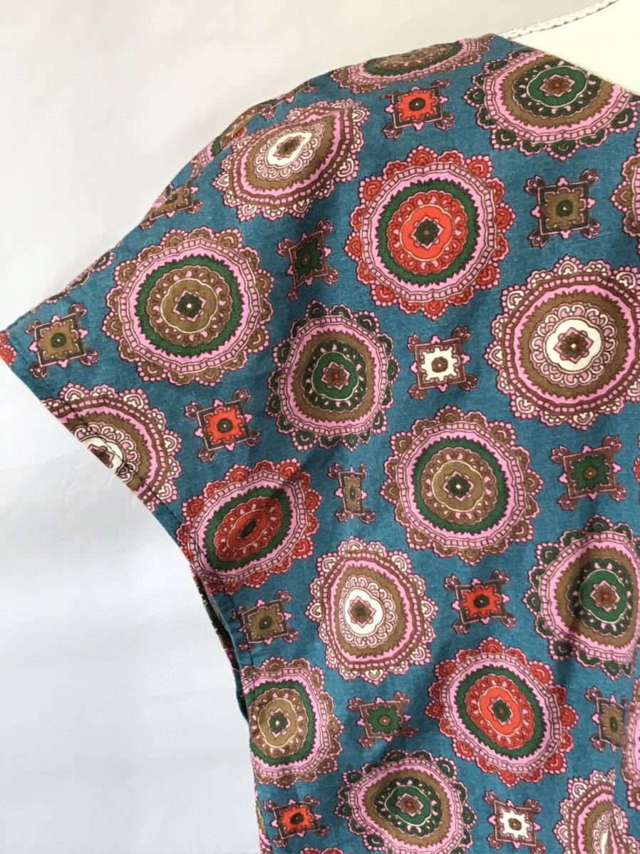  beautiful goods Sunao Kuwahara, wonderful pattern pattern cotton . tunic manner One-piece, size M,9 number.SUNAO KUWAHARA