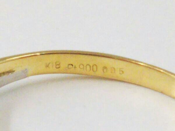 総重量2.9g Pt900/K18 コンビ リング 指輪 ダイヤモンド0.05ct サイズ約11号 ダイヤ4P _画像2