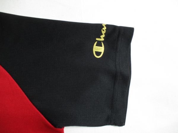 BB766[Champion] Champion спорт Logo принт короткий рукав футболка мужчина женщина . красный * чёрный 140