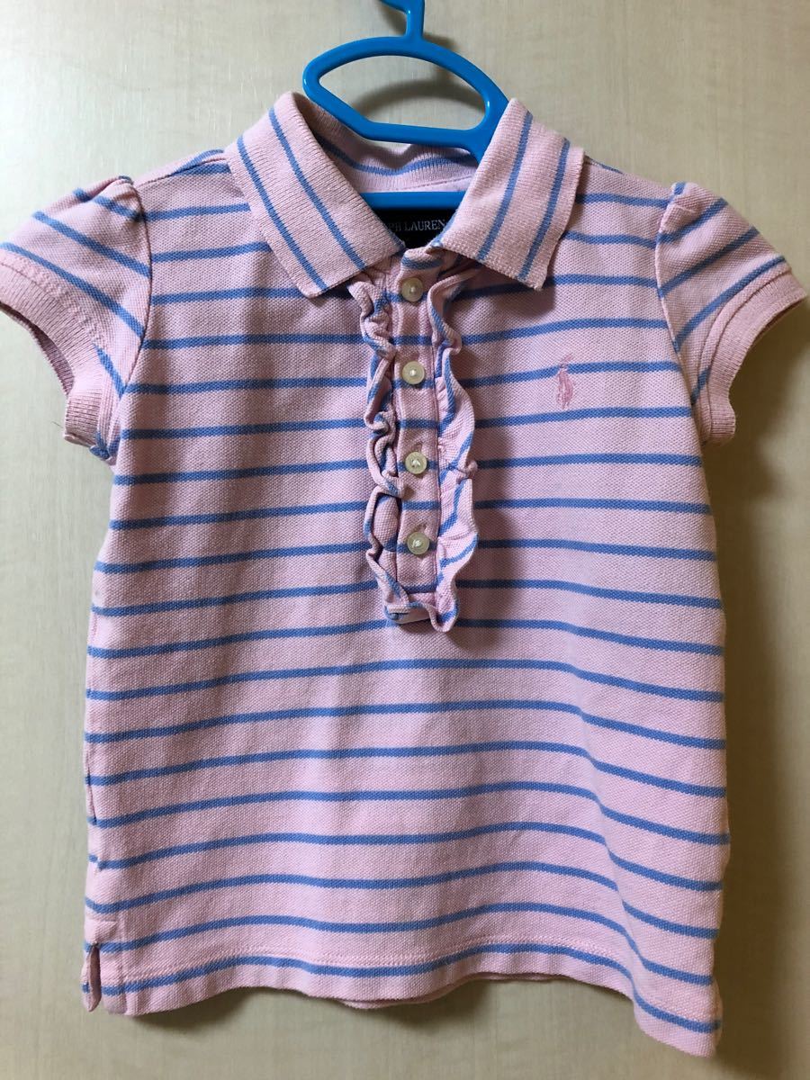 ラルフローレン女の子　キッズポロシャツ　ピンク　ボーダーアメリカサイズ2T 日本サイズ95