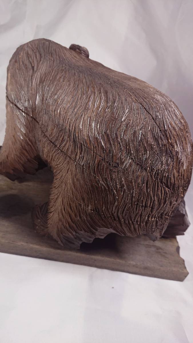 【壽】特大木彫りの熊 熊の置物 専用台座付き 北海道特産 民芸品 1_画像6
