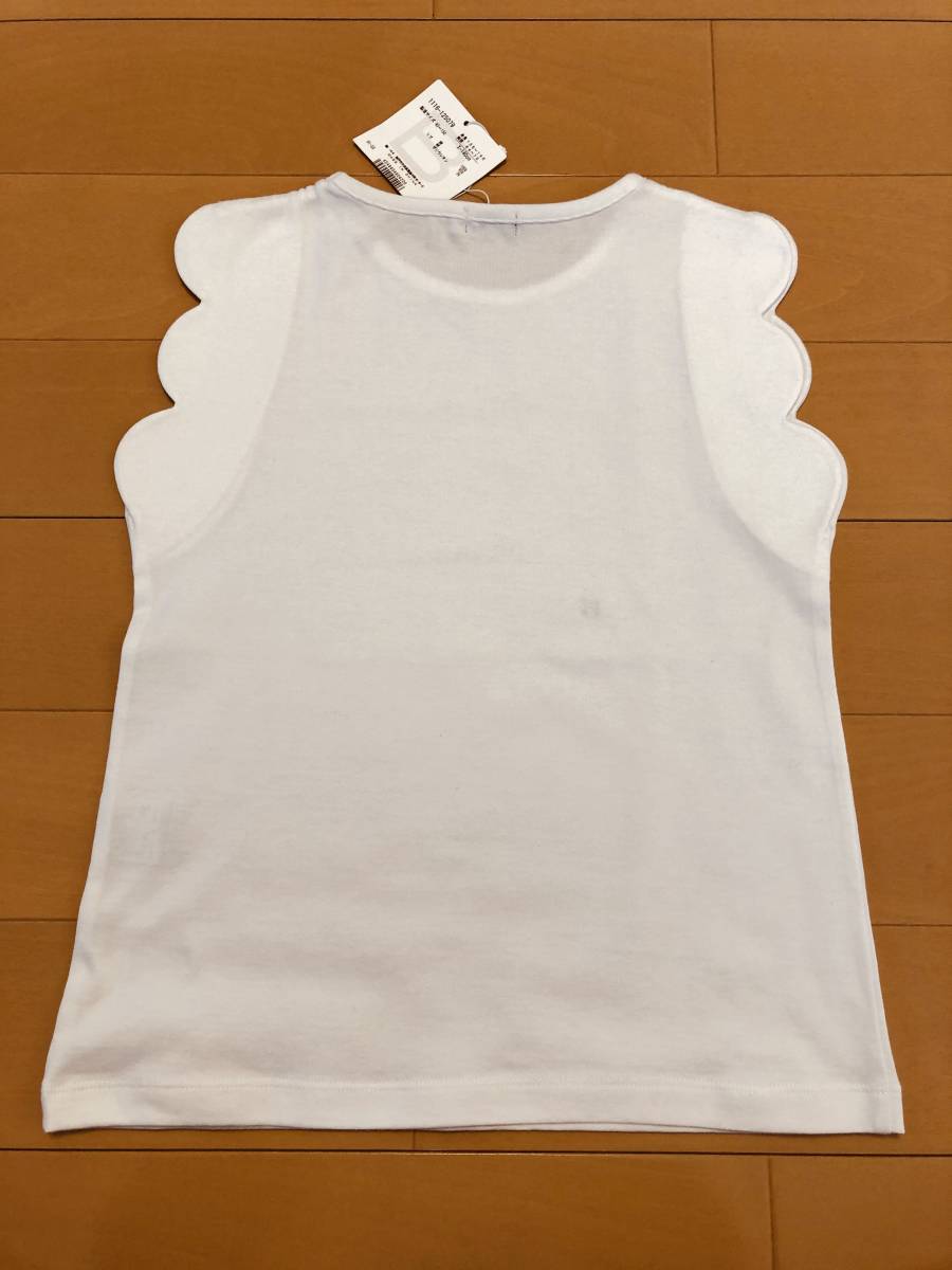 ●○ 新品 BeBe ベベ タンクトップ ノースリーブ Tシャツ 140 ホワイト ○●_画像2