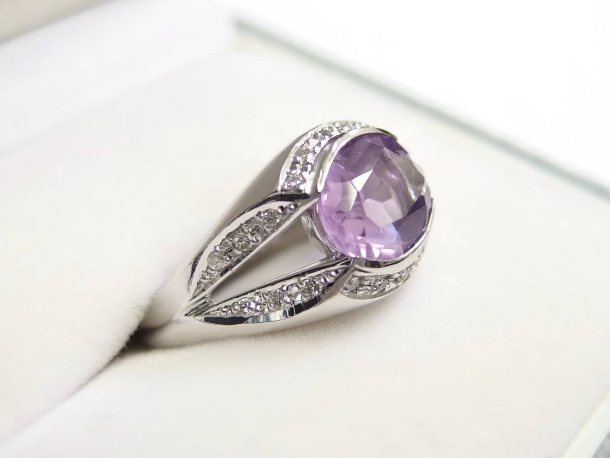 人気の製品 Pt900 850 ラベンダーアメジスト2.37ct D0.20ct 12号 ...