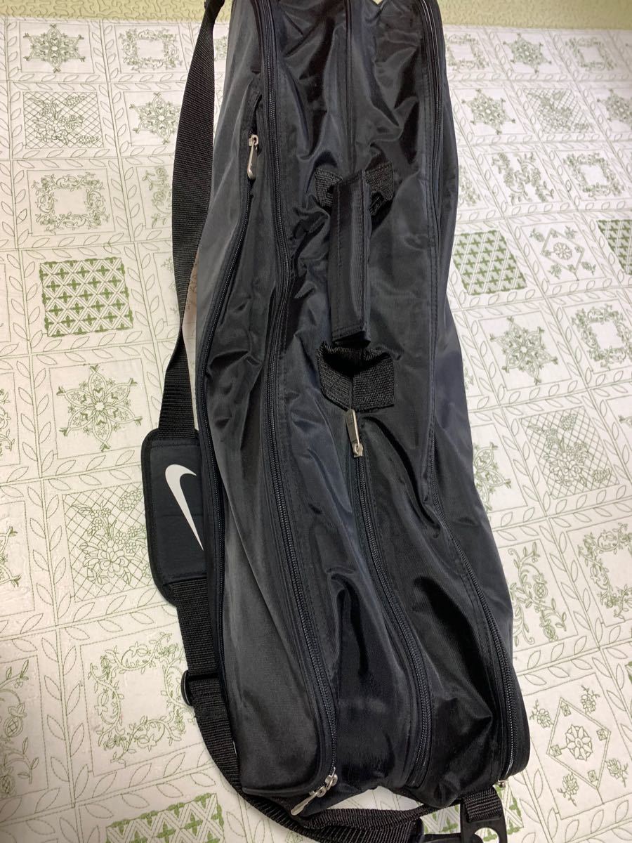 ★美品★ナイキ ワンポイント スラッシュロゴ テニスラケットケース/バッグ 黒 NIKE テニスラケットバッグ