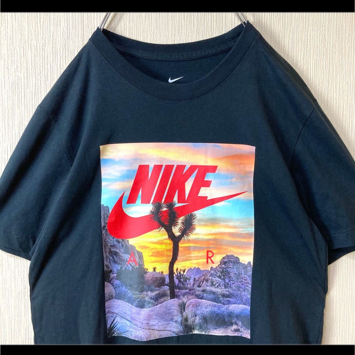 NIKE ナイキ Tシャツ ブラック 夕日 ピクチャープリント スウッシュ S