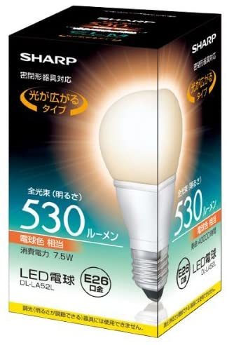 シャープ　LED電球　40W形相当 全光束530lm 電球色相当 E26口金　 DL-LA52L　④_画像2