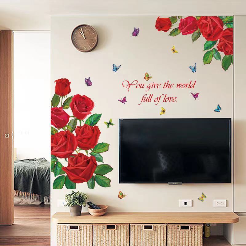 (NO.181）DIY剥がせる壁飾りウォールステッカー綺麗な仕上がり 赤いバラ_画像1