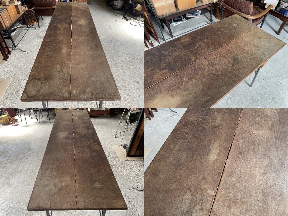  old material . iron legs. length desk working bench / dining table / length desk / work table V Cafe store exhibition furniture industry series in dust real 