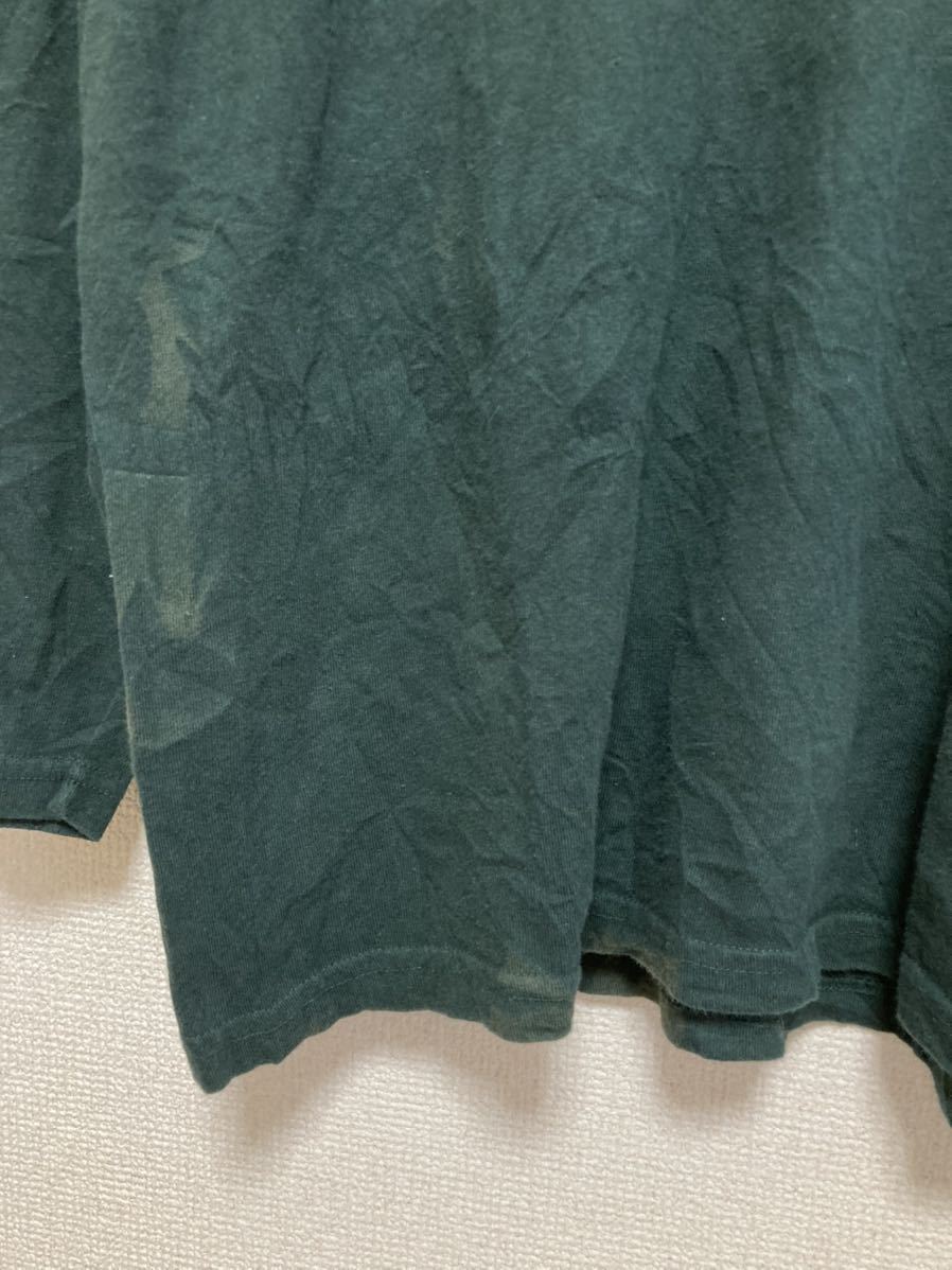 90's ヴィンテージ USA製 CK Calvin Klein Jeans カルバン・クライン長袖Tシャツ ロングTシャツ Logo Tee 緑 M  /ダメージ USA古着