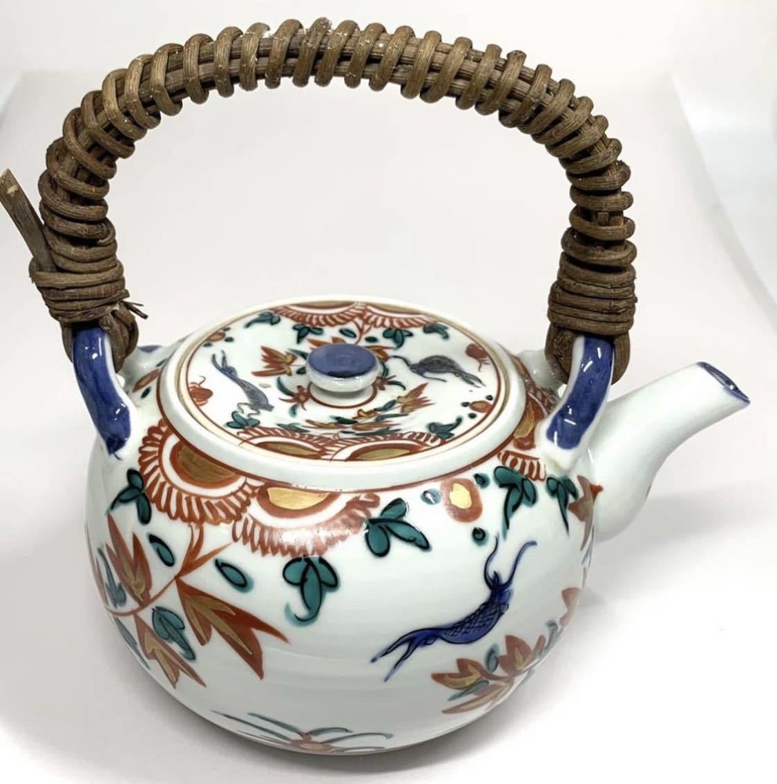 人気 ブランド チェック 湯呑 急須 番茶器 赤絵草魚文 一星 平安 笹】 共箱 煎茶 番茶器 その他