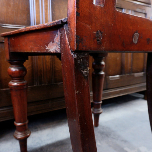 英国 アンティーク 1800年代 ヴィクトリアン時代 マホガニー材 タイルバック 古木のホールチェア 椅子 家具_画像10