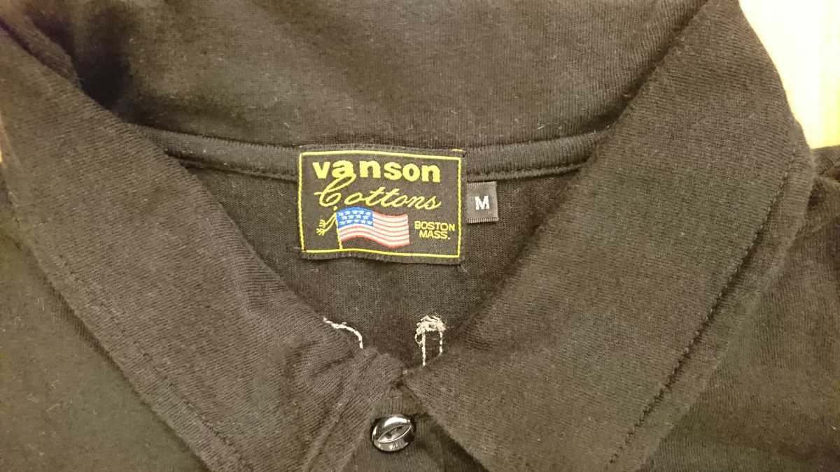 VANSON バンソン ポロシャツ 黒色 Mサイズ(小さめ相当) 送料レターパックライト370～ 検索 ハーレー アメリカンバイカー_画像3