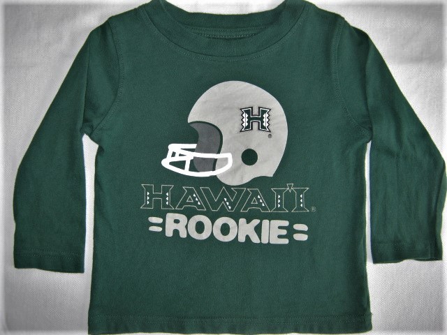 ★古着 ハワイ大学 UNIVERSITY OF HAWAII WARRIORS 長袖Tシャツ 八分袖 18M 18ヶ月 約70~80cmぐらい アメフト BABY ベビー服 KIDS 子供服★_画像1