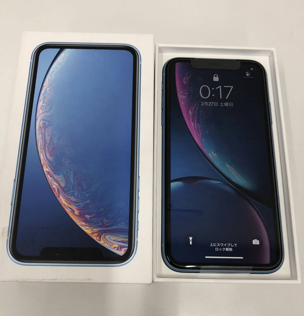 動作確認済 iPhone XR SIMフリー MT0U2J/A 判定 ◯ 128GB ブルー Apple