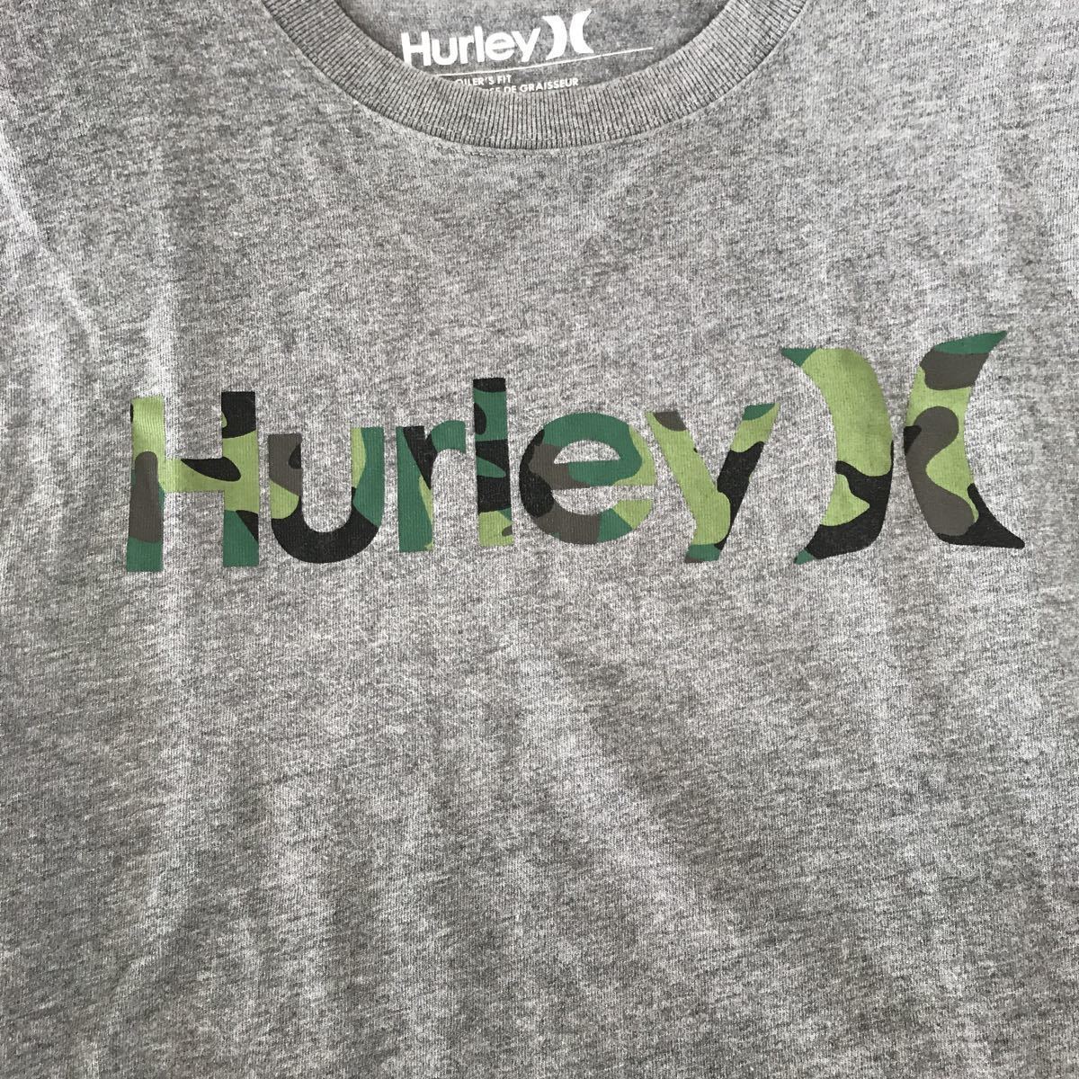 ハーレー HURLEY サーフィン サーフ グレー 半袖 Tシャツ シャツ トップス グアム アーミー カモ柄 ロゴ カモフラ メンズS 迷彩 灰色_画像5