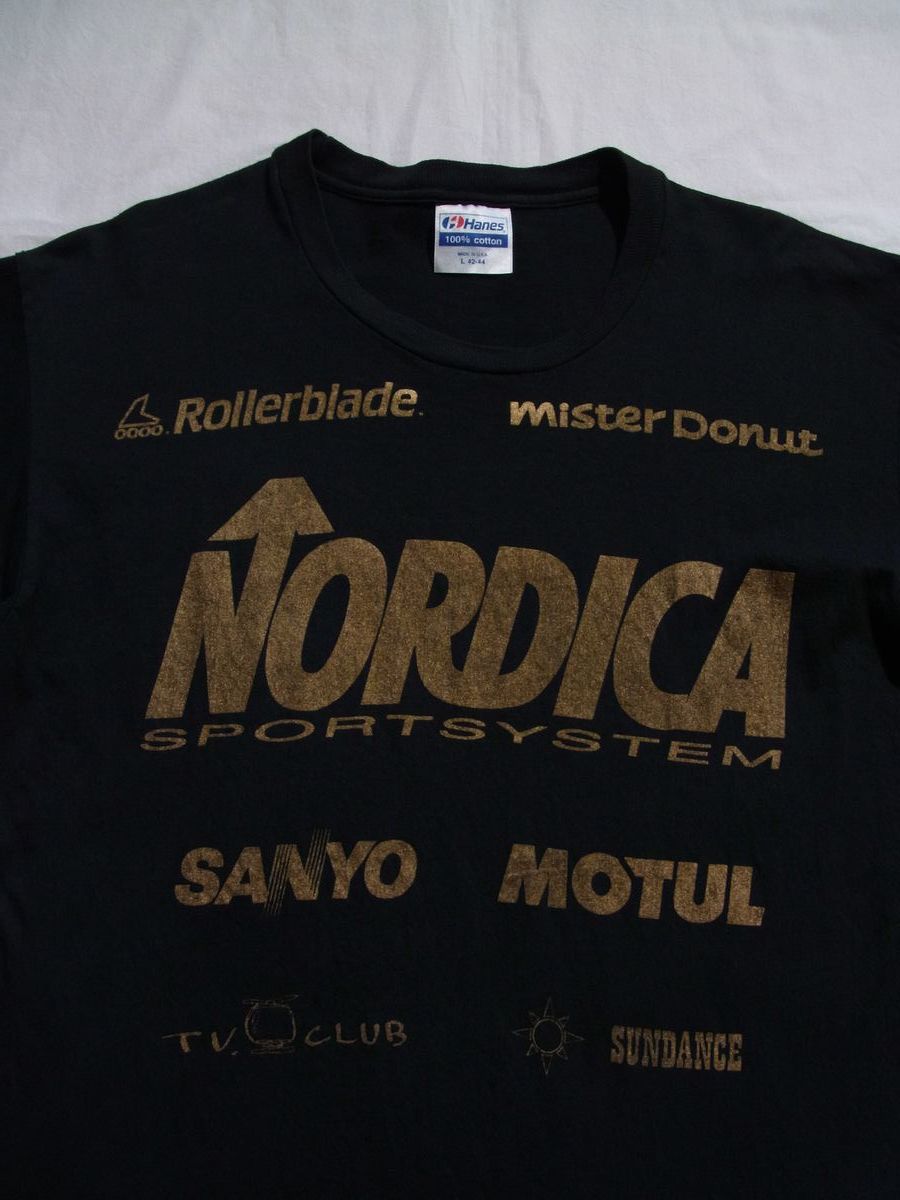 * прекрасный товар * NORDICA TEAM TOKORO SUNDANCE Tokoro George рейсинг футболка sizeL чёрный * б/у одежда 90 годы подлинная вещь Harley Daytona Setagaya основа 