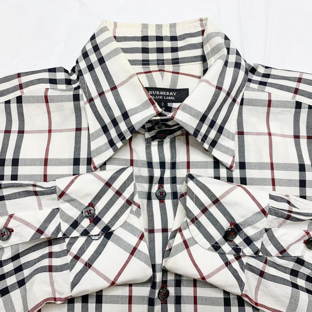 即決★BURBERRY BLACK LABEL★日本製 M 廃版 ドレスシャツ バーバリーブラックレーベル 2 オフホワイト ノバチェック 三陽商会 ナイト 即決★BURBERRY BLACK LABEL★日本製 M 廃版 ドレスシャツ バーバリーブラックレーベル 2 オフホワイト ノバチェック 三陽商会 ナイト