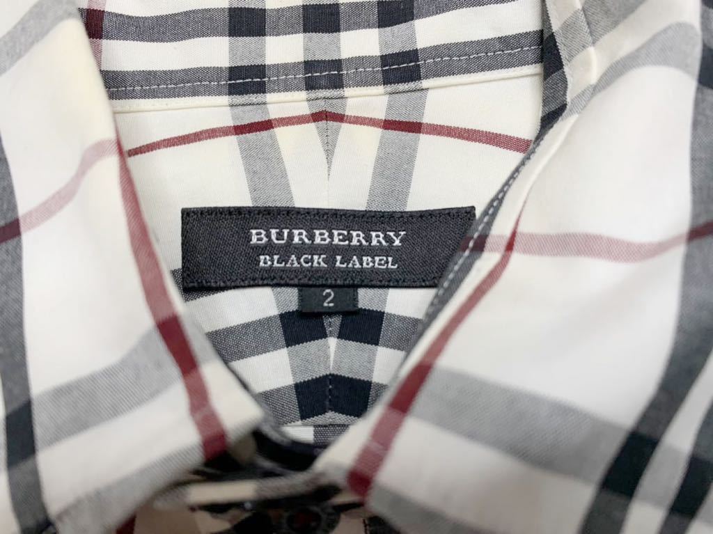 即決★BURBERRY BLACK LABEL★日本製 M 廃版 ドレスシャツ バーバリーブラックレーベル 2 オフホワイト ノバチェック 三陽商会 ナイト_画像5