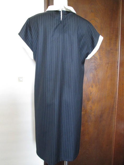  new goods *azno-az*Y5900* collar attaching stripe pattern One-piece * One-piece * tunic * dark blue 