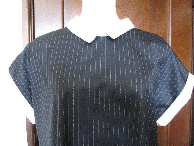  new goods *azno-az*Y5900* collar attaching stripe pattern One-piece * One-piece * tunic * dark blue 